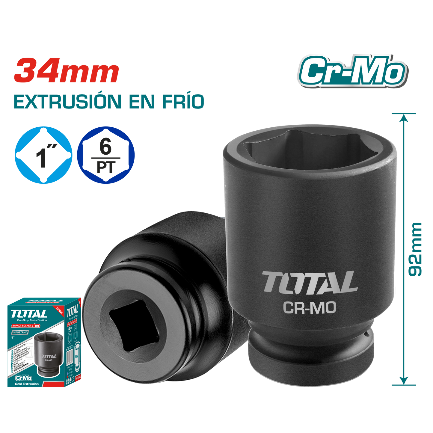 SOCKET IMPACTO DR 1 PULG 34X90MM CRMO INDUSTRIAL