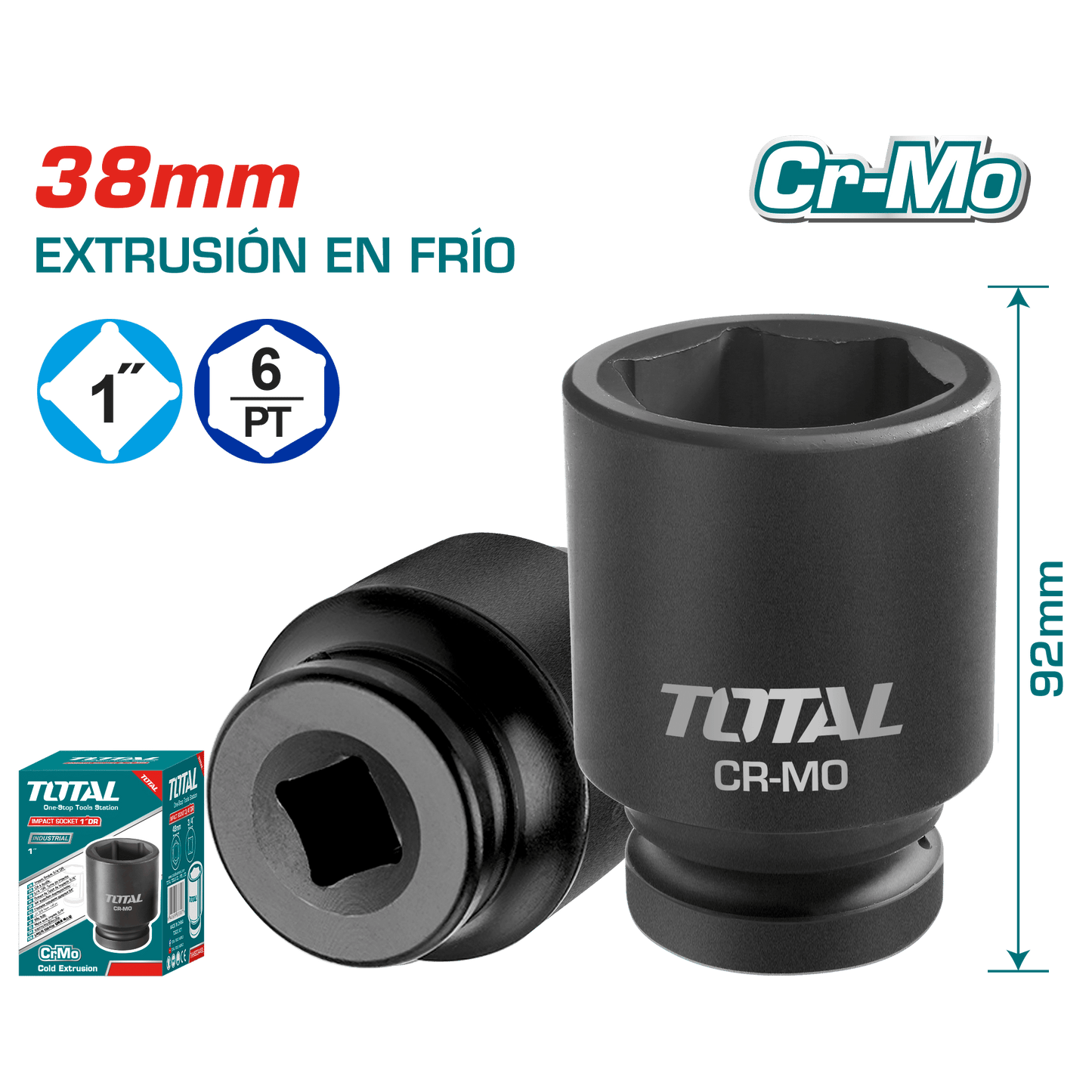 SOCKET IMPACTO DR 1 PULG 38X90MM CRMO INDUSTRIAL