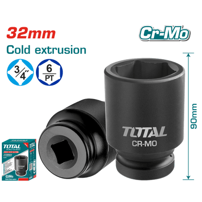 SOCKET IMPACTO DR 3/4 PULG 32X90MM CRMO INDUSTRIAL