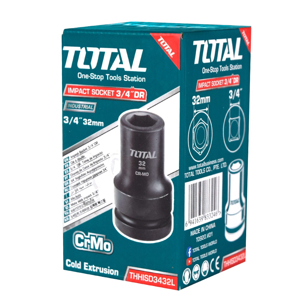 SOCKET IMPACTO DR 3/4 PULG 32X90MM CRMO INDUSTRIAL