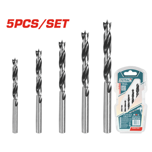 SET DE BROCAS P/MADERA 5PZS DIA 3-8MM