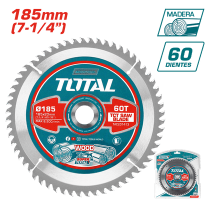 DISCO DENTADO TCT P/MADERA 185MM (7-1/4'') 60T INDUSTRIAL