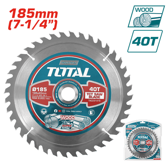 DISCO DENTADO TCT P/MADERA 185MM (7 1/4'') 40T INDUSTRIAL