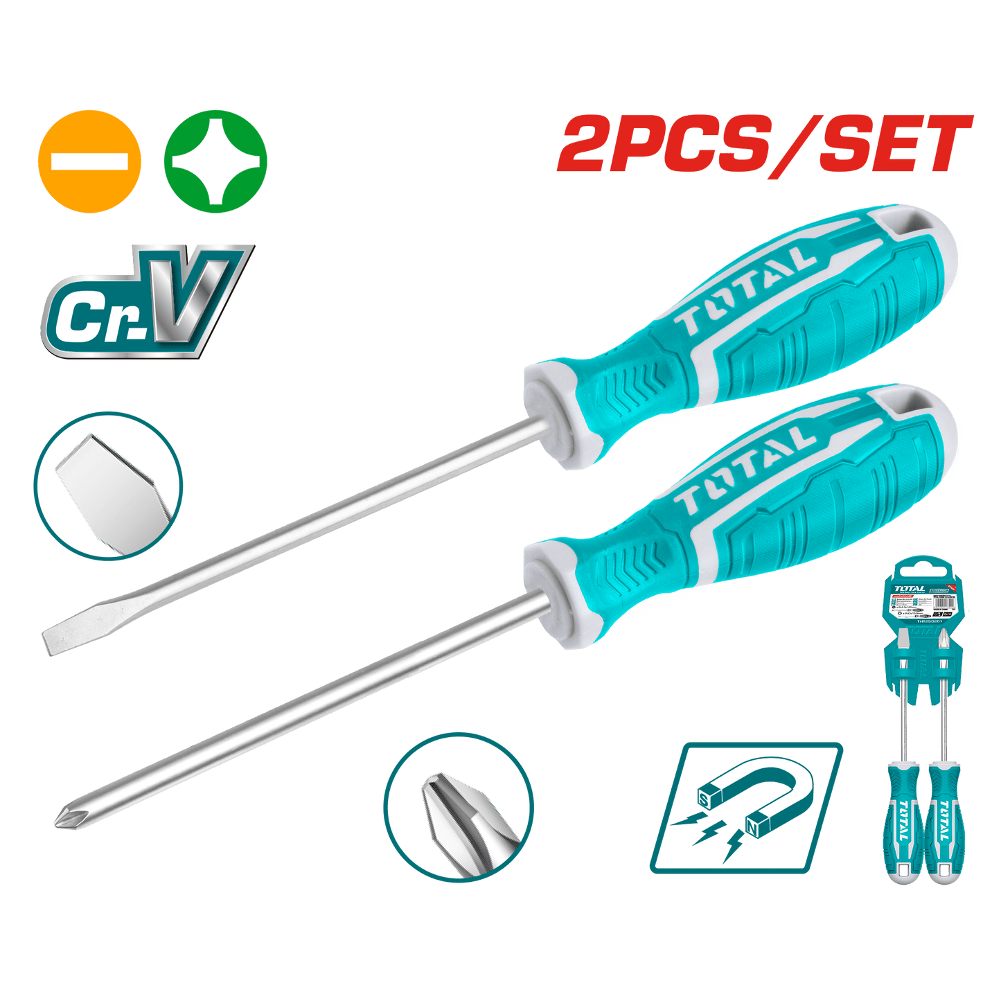 SET DESTORNILLADORES 02 PZS CR-V MAGNETICO SL6.5 + PH2