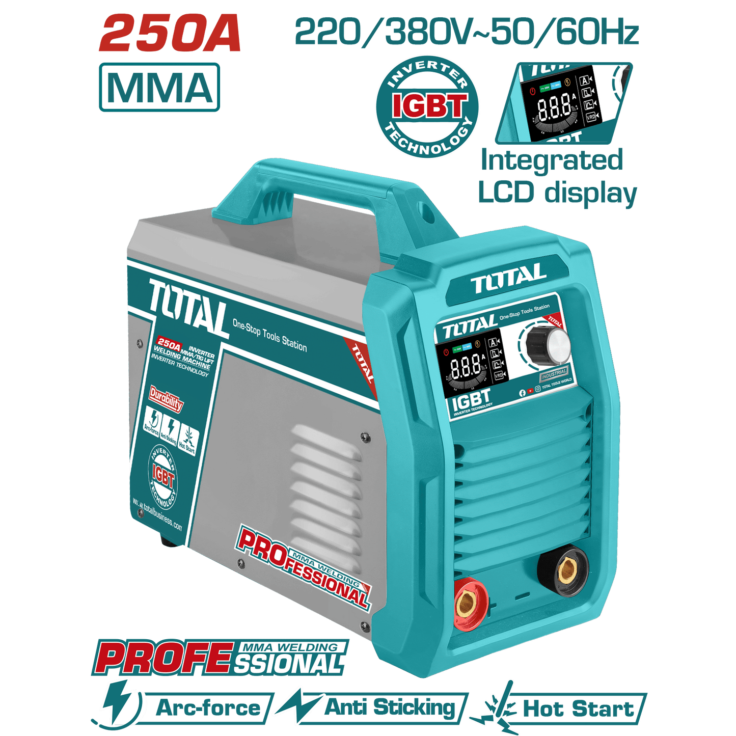 SOLDADORA INVERTER IGBT MMA 30-250A LCD E:1.6-5.0 INDUSTRIAL