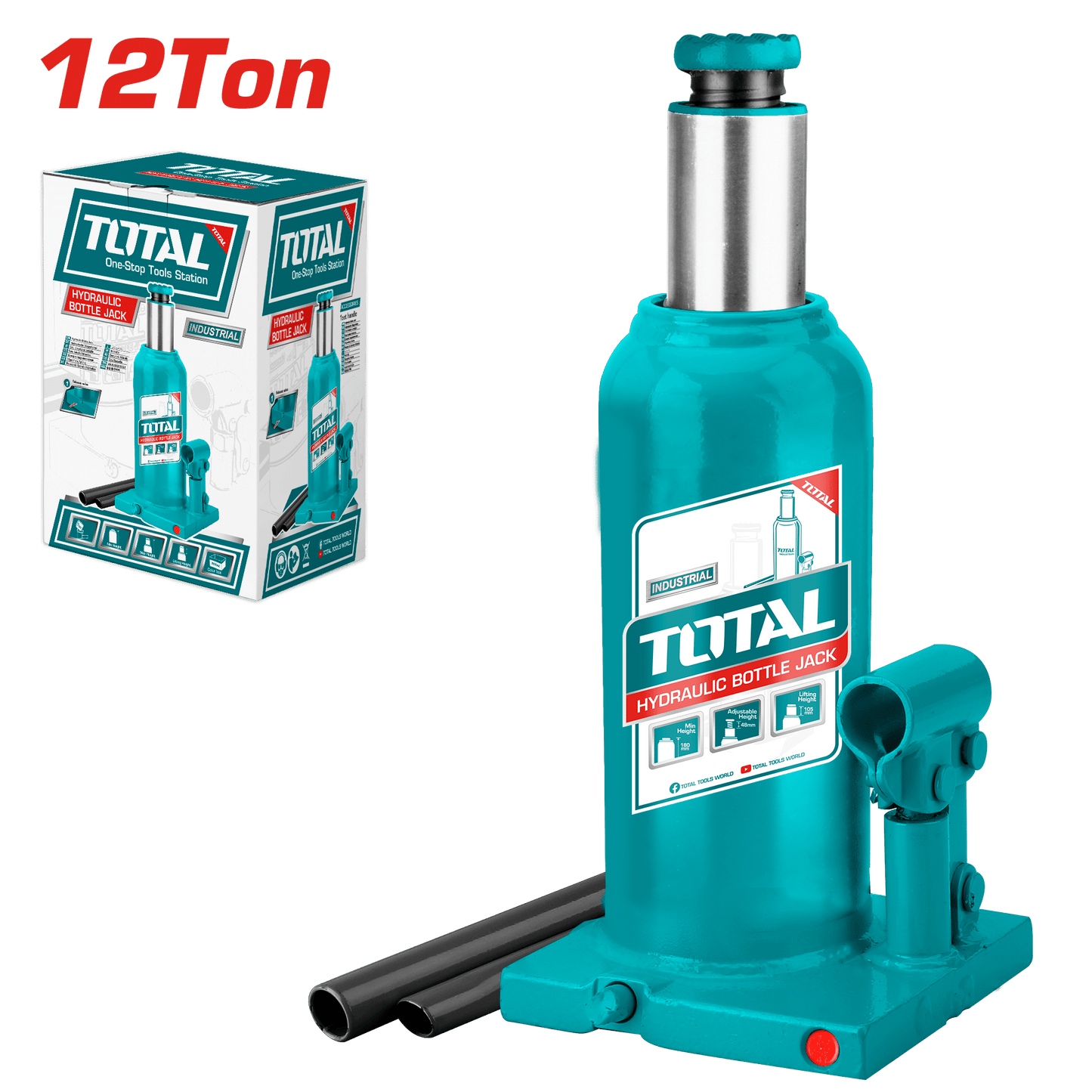 GATA HIDRAULICA T/BOTELLA 12TON C/VALVULA S MAX 470MM INDUSTRIAL