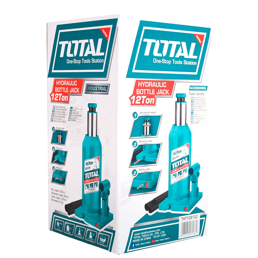 GATA HIDRAULICA T/BOTELLA 12TON C/VALVULA S MAX 470MM INDUSTRIAL