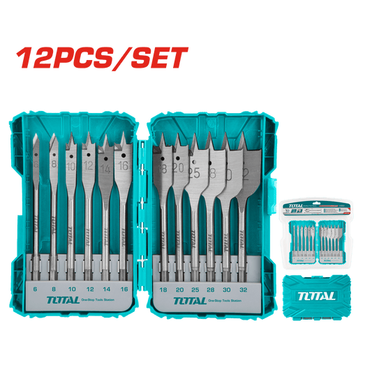 SET DE BROCAS PLANAS PARA MADERA 1/4'' HEX 152MM 12PCS
