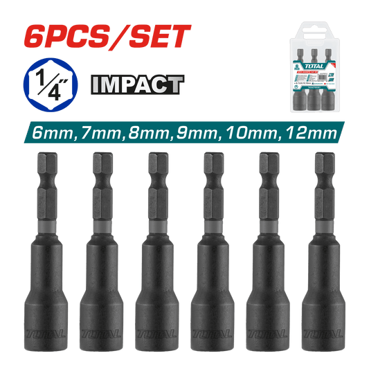 SET SOCKETS MAGNÉTICO 1/4'' HEX 6-12MM X65MM 50BV30 6PZS