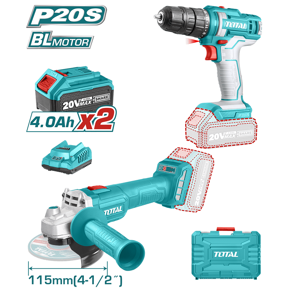 COMBO TALADRO + AMOLADORA P20S 2X4.0AH EN MALETIN INDUSTRIAL