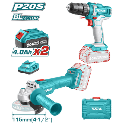 COMBO TALADRO + AMOLADORA P20S 2X4.0AH EN MALETIN INDUSTRIAL