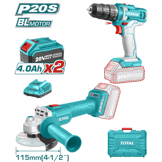 COMBO TALADRO + AMOLADORA P20S 2X4.0AH EN MALETIN INDUSTRIAL