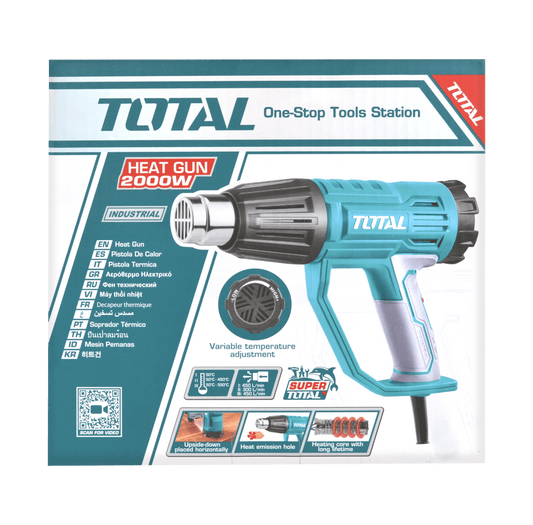 PISTOLA DE CALOR 2000W 450L/MIN 50-550C RANGO AJUSTABLE INDUSTRIAL