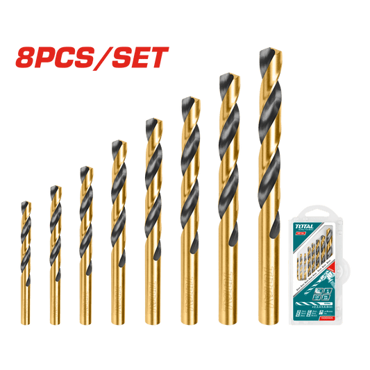 SET DE BROCAS HSS 08PCS HELICOIDALES BLISTER