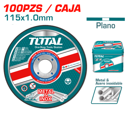SET DISCOS ABRASIVO/CORTE P/METAL 115X1.0X22.2MM 100PZS ULTRA DELGADO