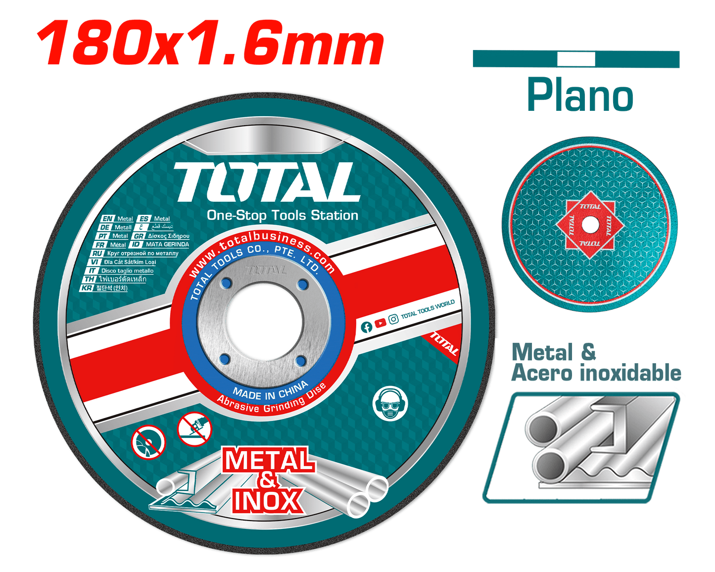 DISCO ABRASIVO/CORTE P/METAL 180X1.6X22.2MM