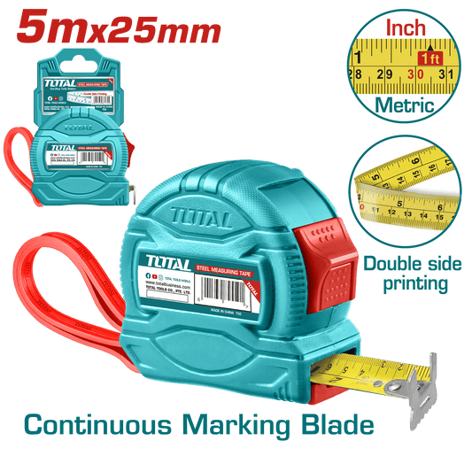 CINTA METRICA DE ACERO/ABS 1 BOT DOBLE LADO 5MX25MM