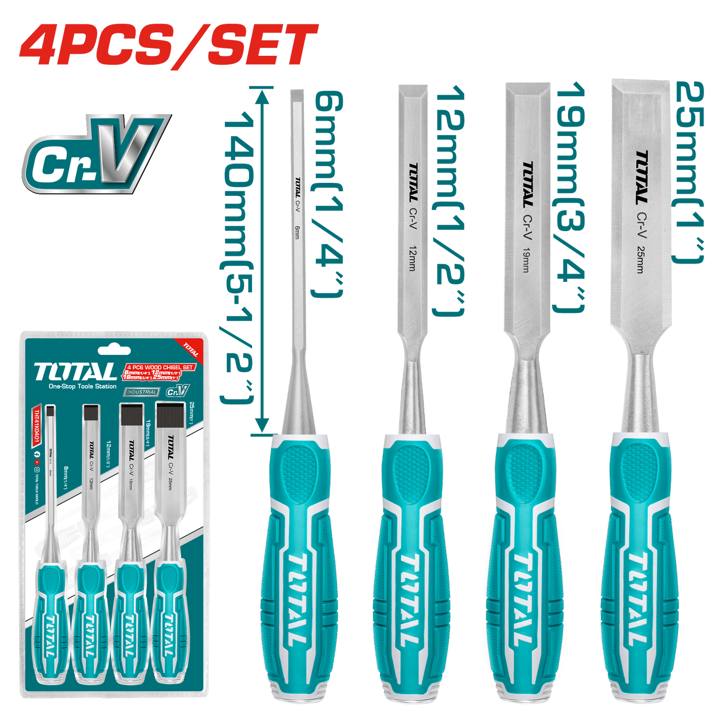 SET DE CINCELES P/MADERA  X4PCS