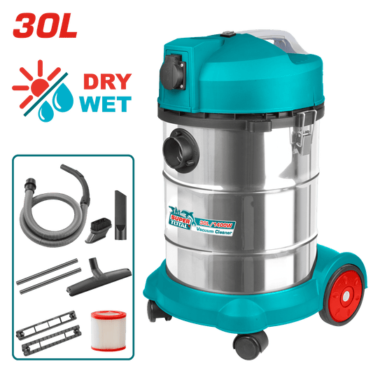 ASPIRADORA 30L 1400W 1.9M3/MIN 18KPA SECO/HUMEDO INDUSTRIAL