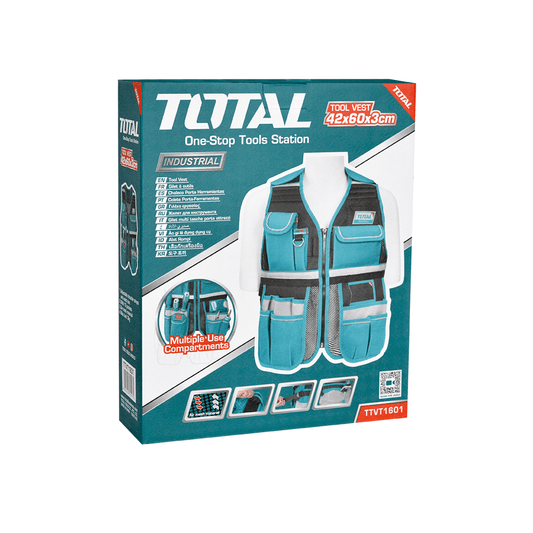 CHALECO PORTA HERRAMIENTAS 42X60X3CM MAX:3KG 12BOLSILLOS + 1 PORTA MARTILLO
