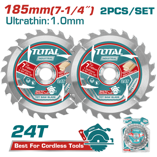 SET DISCOS DENTADOS 185MM 2PCS 24T ULTRA DELGADO: 1MM INDUSTRIAL