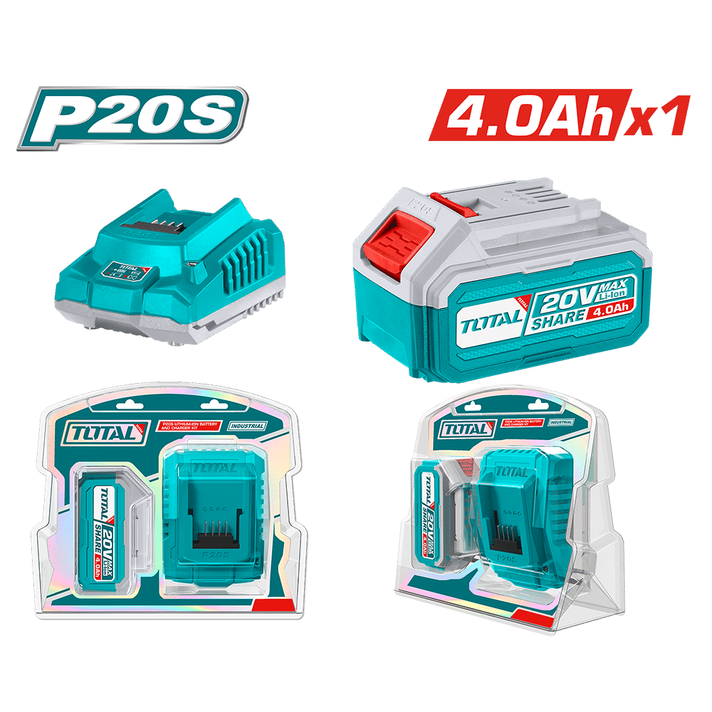 SET DE BATERIAS LI-ION 20V 4.0AH + CARGADOR INDUSTRIAL
