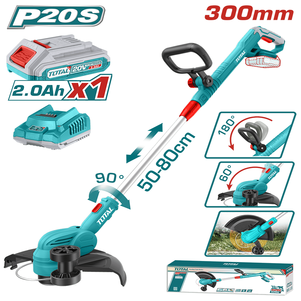 GUADAÑA LI-ION 20V 8200RPM 300MM LINEA 1.6MM LONGITUD 5M 1X2.0AH