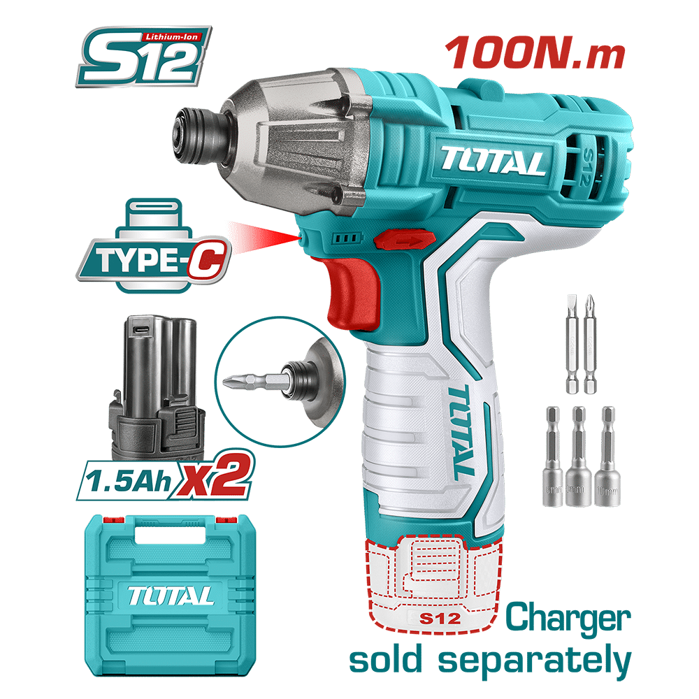 ATORNILLADOR DE IMPACTO 12V 0-2000RPM 0-2800BPM 100NM 2X1.5AH TIPO C