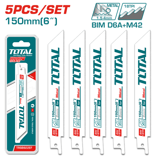 SET CUCHILLAS SIERRA SABLE 05PCS 150X19X1.2MM 18TPI HSS 8%CO PARA METAL