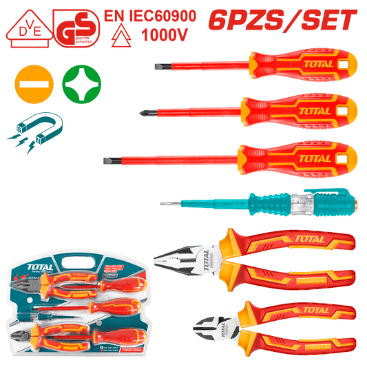SET DE HERRAMIENTAS MANUALES DIELECTRICOS 1000V 06PZS - BLISTER