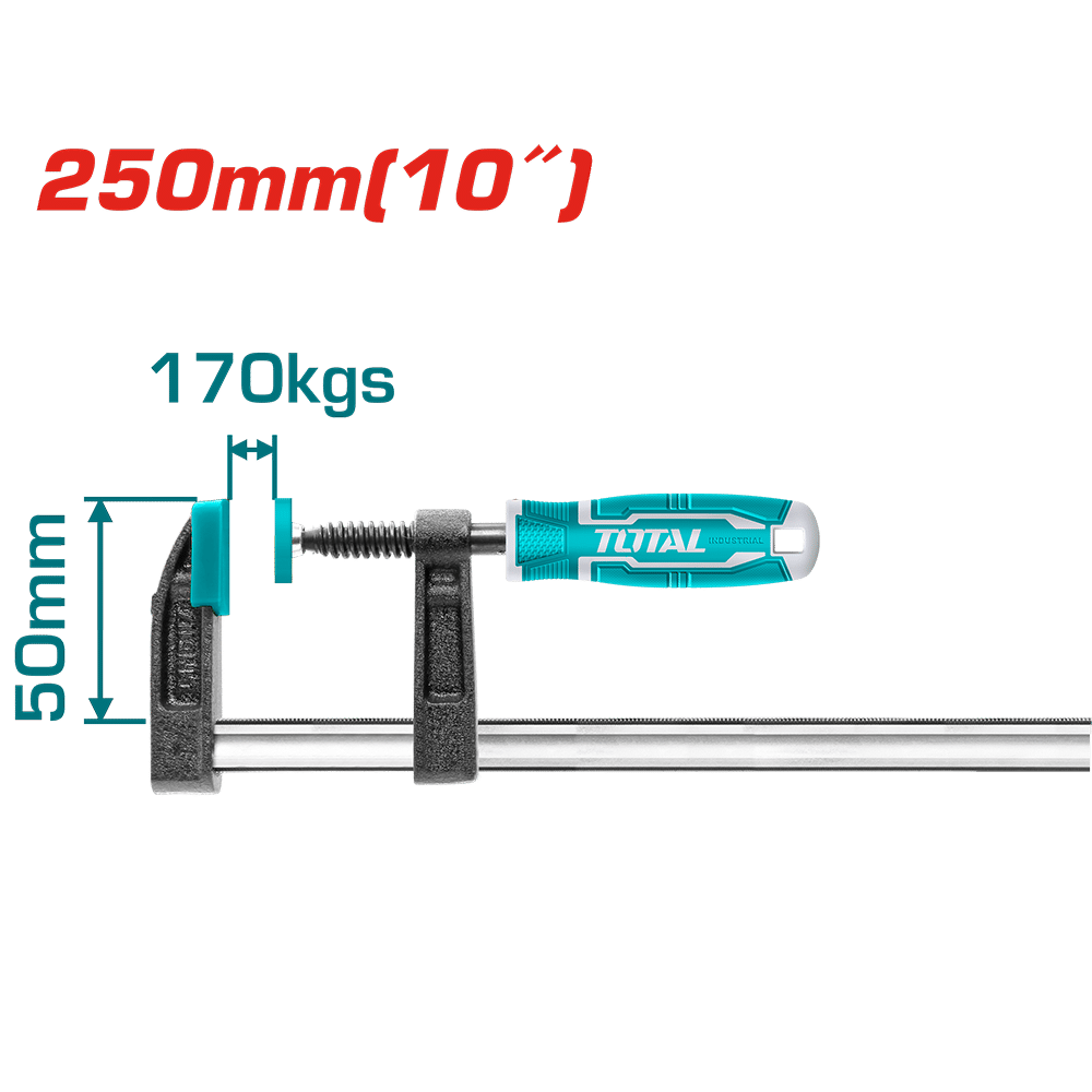 PRENSA F CON MANGO 50X250MM MAX:170KGS REGLA 5X15MM TORNILLO 11MM