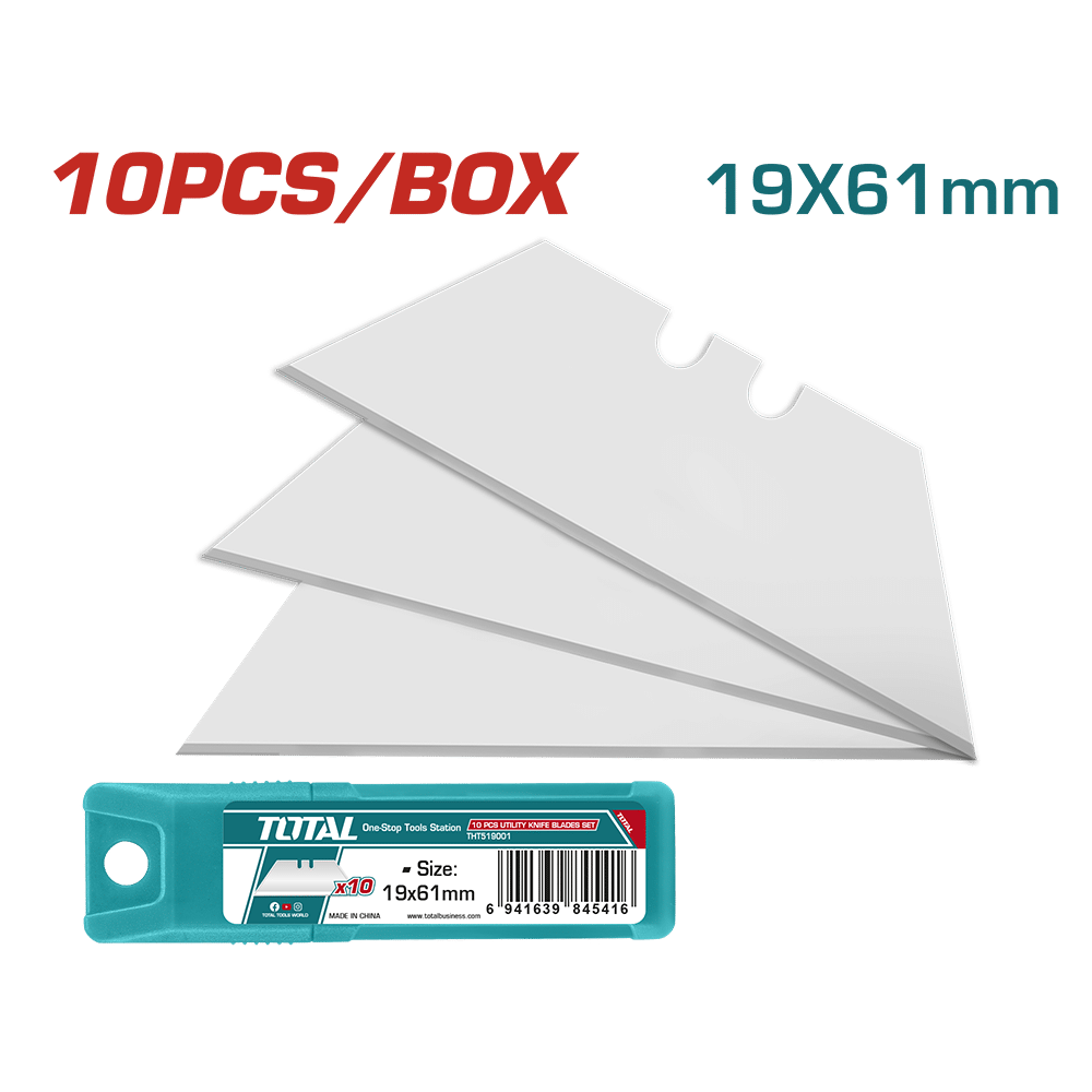 SET DE CUCHILLAS UTILITARIAS 10PCS/SET 61X19MM