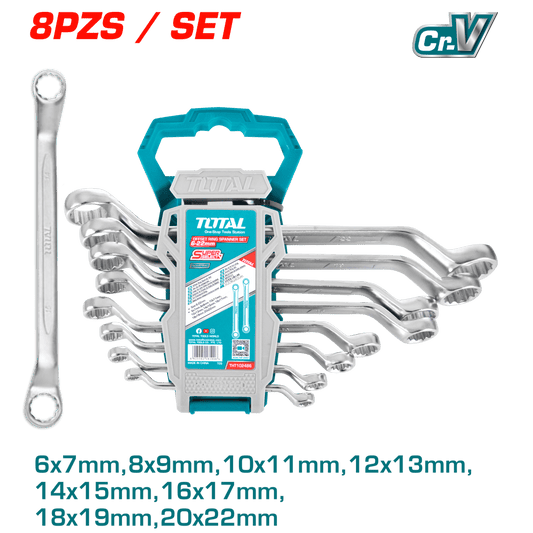 SET DE LLAVES CORONA ACODADA 6-22MM CRV 8PZS/SET INDUSTRIAL