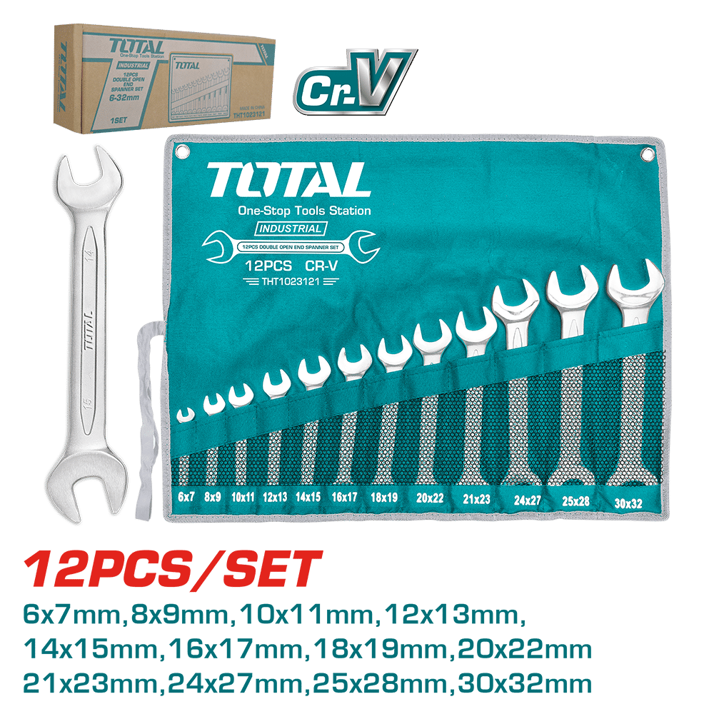 SET DE LLAVES ABIERTAS 6-32MM CRV +BOLSA DE LONA 12PZS/SET INDUSTRIAL