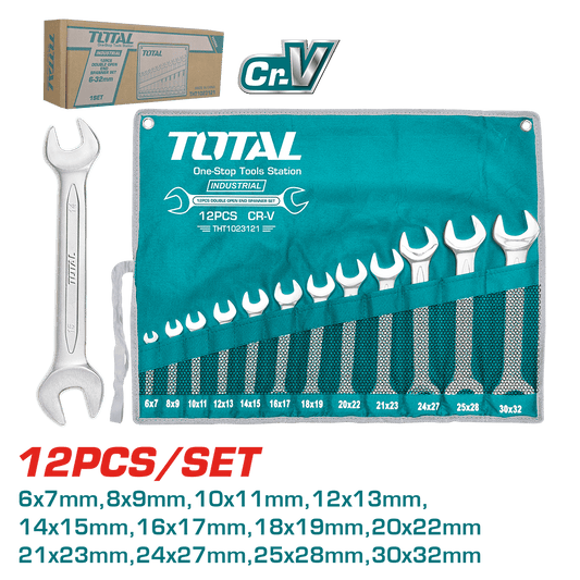 SET DE LLAVES ABIERTAS 6-32MM CRV +BOLSA DE LONA 12PZS/SET INDUSTRIAL