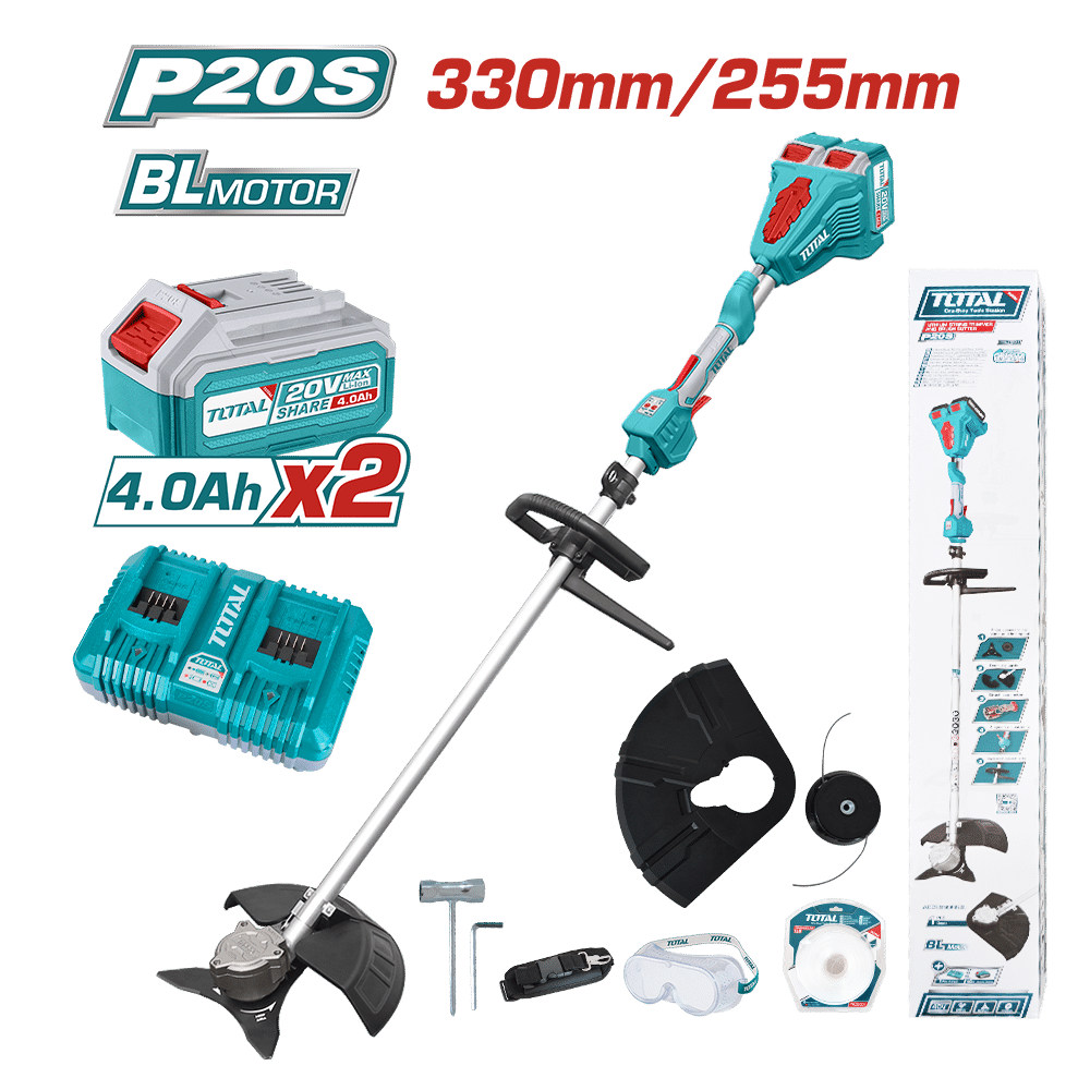 GUADAÑA LI-ION 40V(20+20) 0-6500RPM CORTE 330MM LINEA:2.0X4M 2X4.0AH INDUSTRIAL