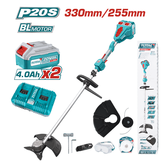GUADAÑA LI-ION 40V(20+20) 0-6500RPM CORTE 330MM LINEA:2.0X4M 2X4.0AH INDUSTRIAL