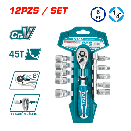 SET RACHET 1/4 + SOCKET 50BV30 12PCS INDUSTRIAL