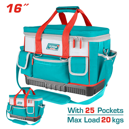 MALETIN DE HERRAMIENTAS 16PULG 25 BOLSILLOS MAX 20KG POLIESTER 600D/1680D INDUSTRIAL