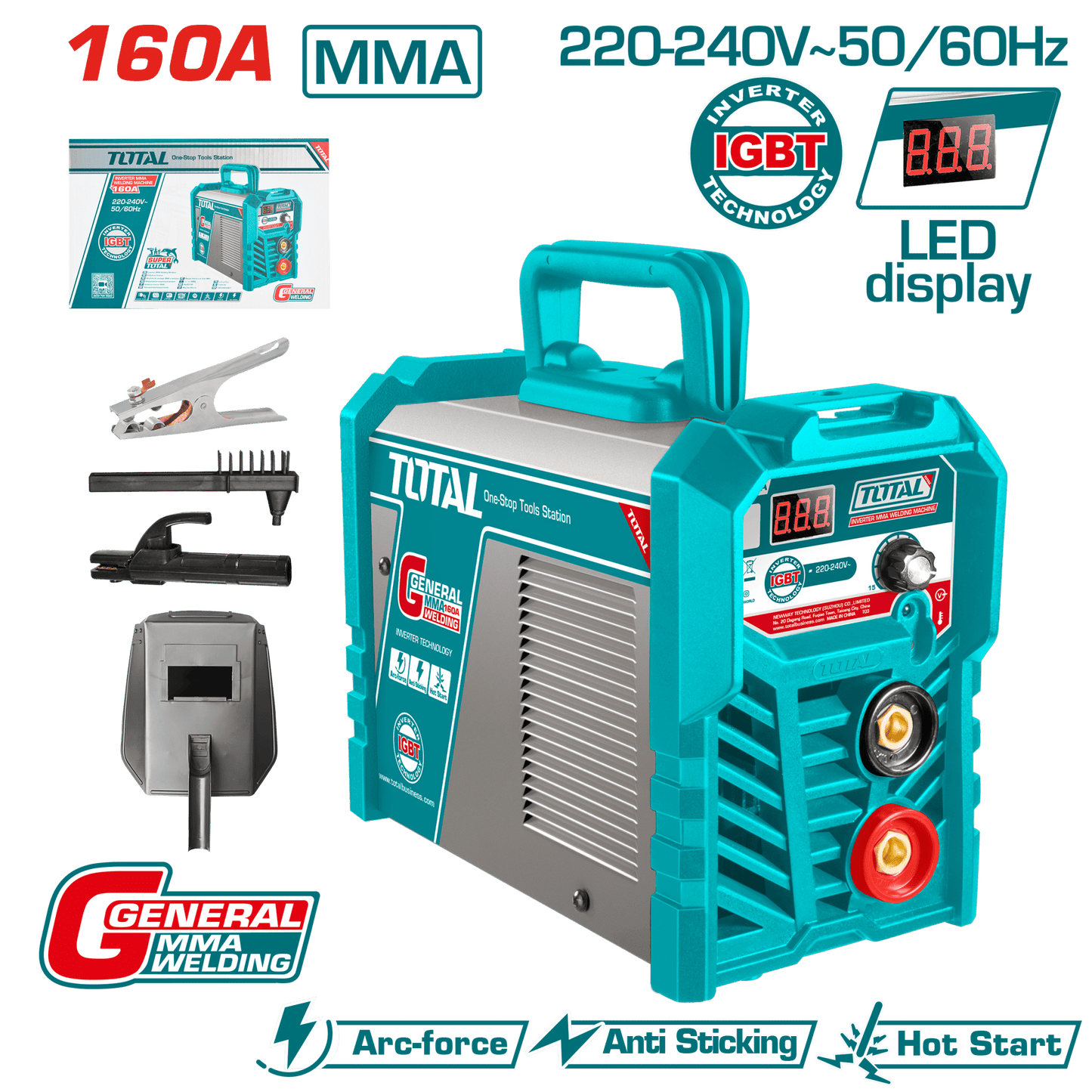 SOLDADORA INVERTER MMA 15-160A LED E:1.6-4.0 160A@45%