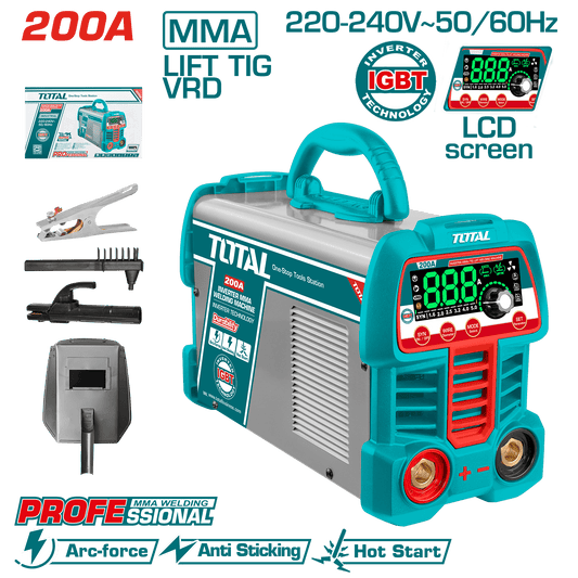 SOLDADORA INVERTER MMA/TIG VRD 15-200A LCD E:1.6-4.0MM LED DISPLAY PROFESIONAL
