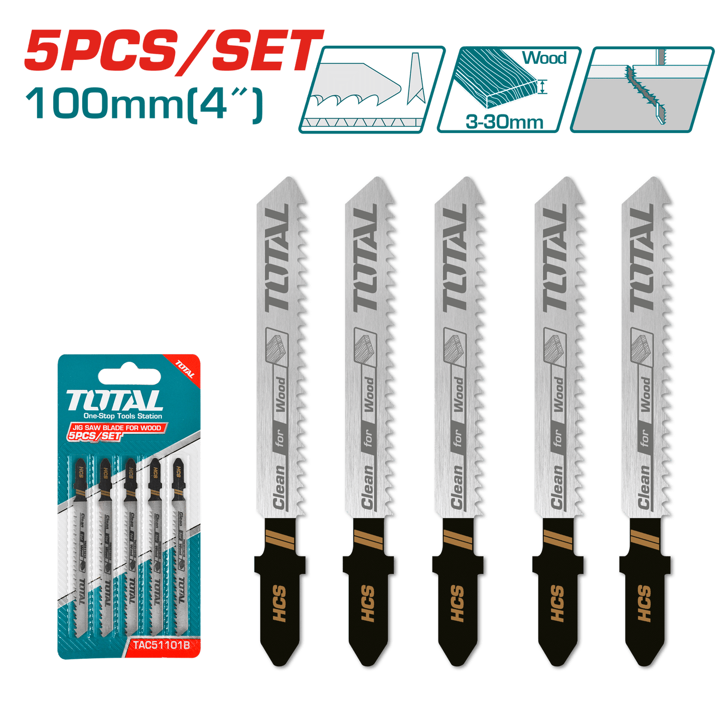 CUCHILLAS PARA CALADORA 05PZS MADERA 74MM 10TPI HCS