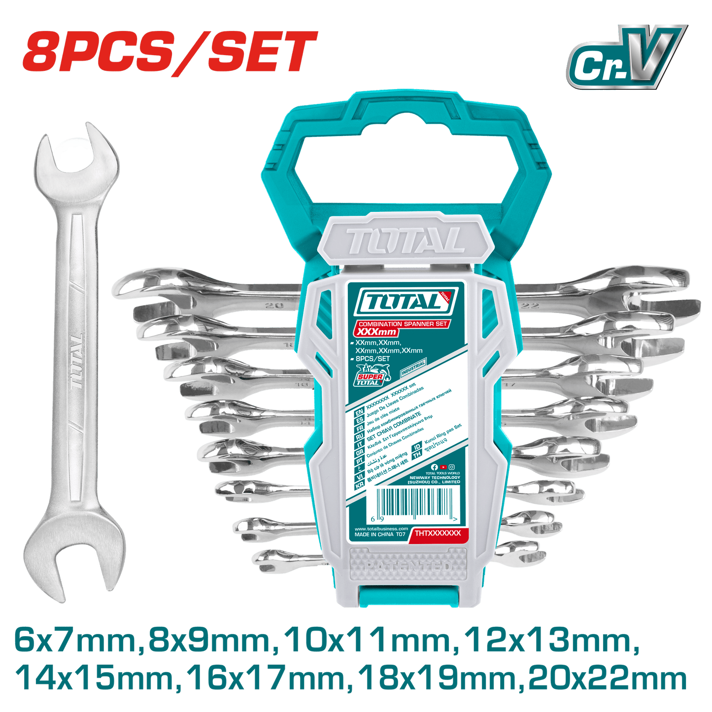 SET DE LLAVES ABIERTAS 6-22MM CRV 8PZS/SET INDUSTRIAL