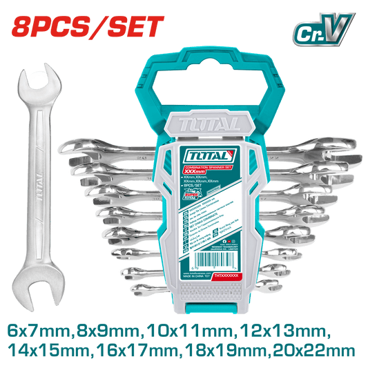 SET DE LLAVES ABIERTAS 6-22MM CRV 8PZS/SET INDUSTRIAL