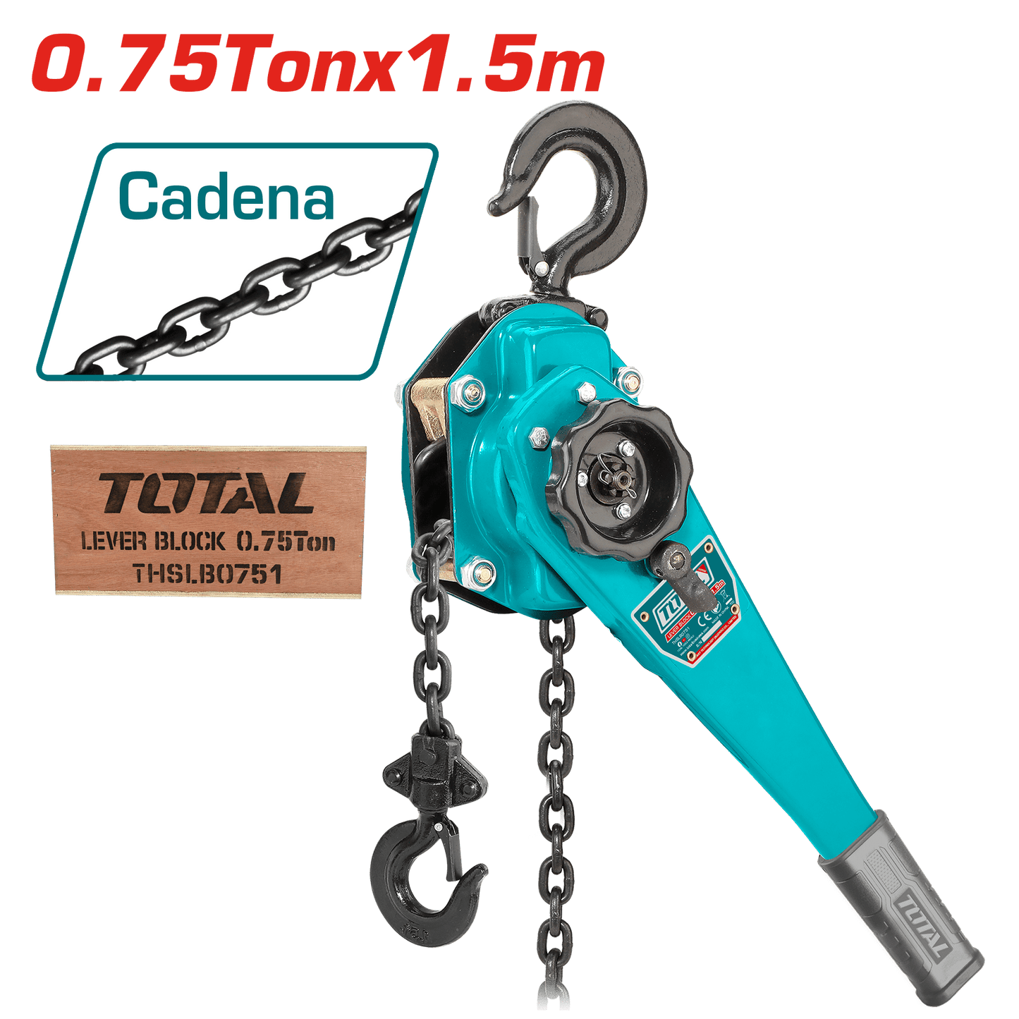 TECLE CON RACHET 0.75 TON 1.5M FUERZA 210N 1 CADENA