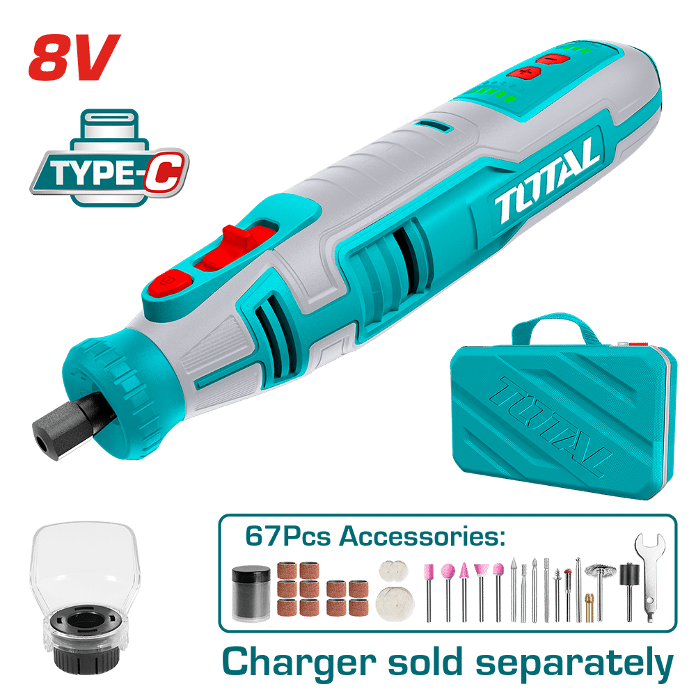 RECTIFICADORA TIPO-C 8V 5000-28000RPM COL:3.2MM +ACC Y MALETIN