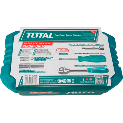SET RACHET 1/4 + SOCKET CR-V ACERO 20PCS MALETIN BMC INDUSTRIAL
