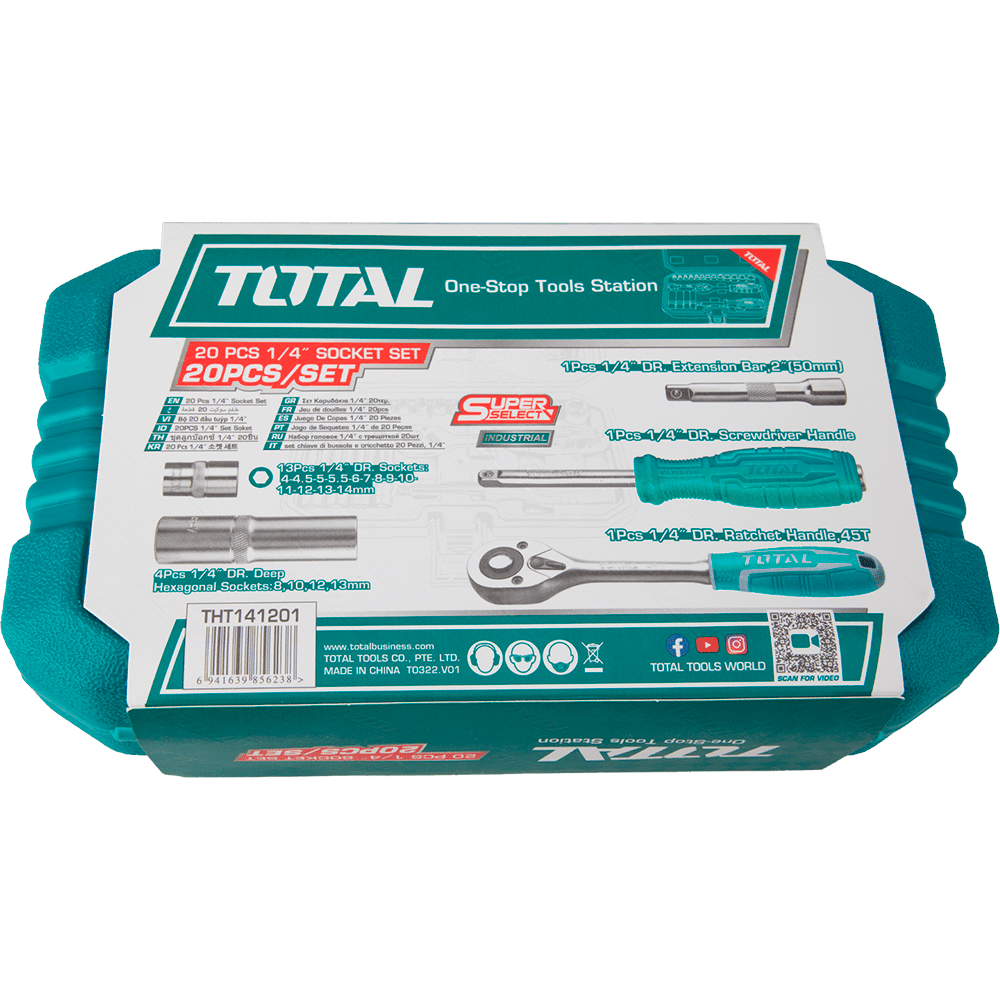 SET RACHET 3/8 + SOCKET 50BV30 22PCS + MALETIN INDUSTRIAL