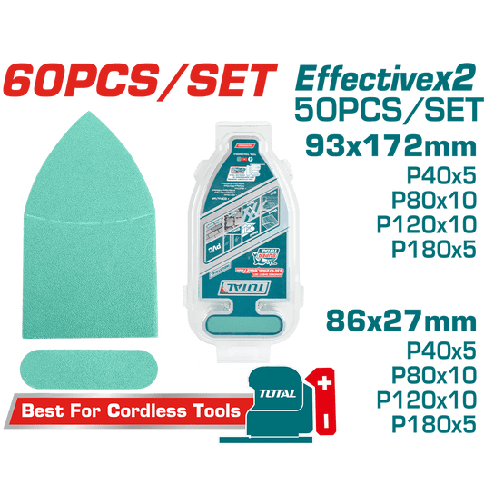 SET LIJAS P40/P80/P120/P180 60PCS ESPECIALES 93X172MM/86X27MM INDUSTRIAL