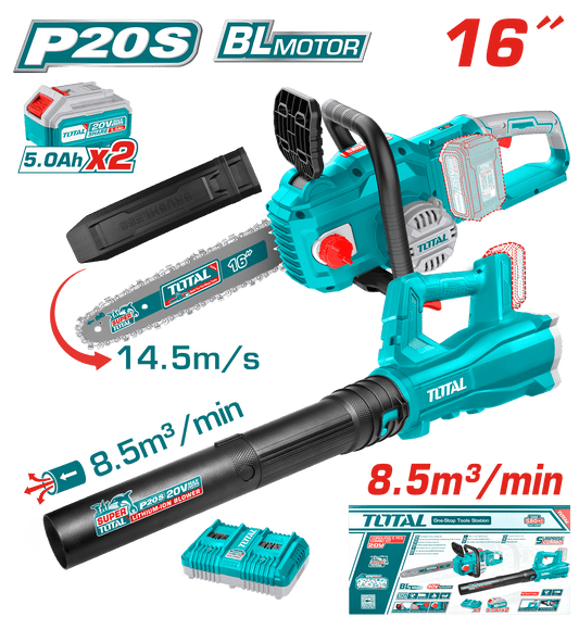 SIERRA + SOPLADORA LI-ION 20V 2X5.0AH